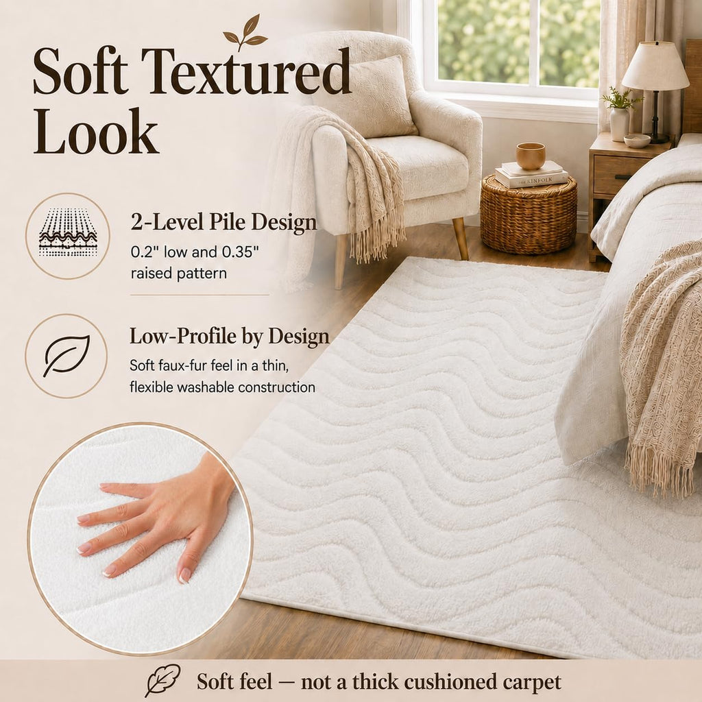Pearl White Washable Rug - Rugsco.ca