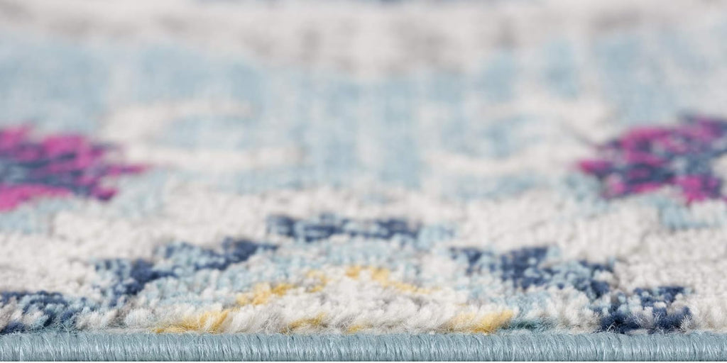 Modern Abstract Rug Blue Boho Modern  Living Room Kitchen and Bedroom