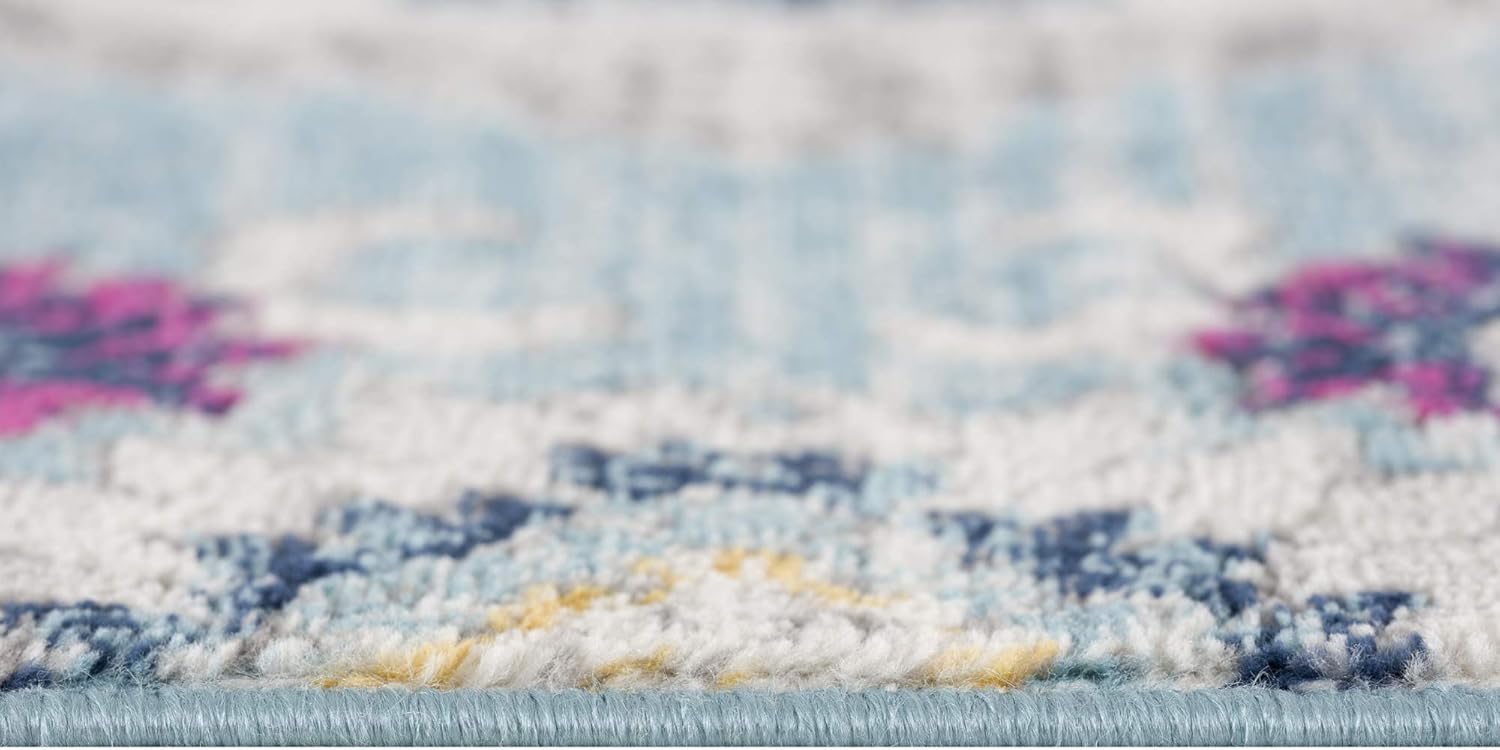 Modern Abstract Rug Blue Boho Modern  Living Room Kitchen and Bedroom