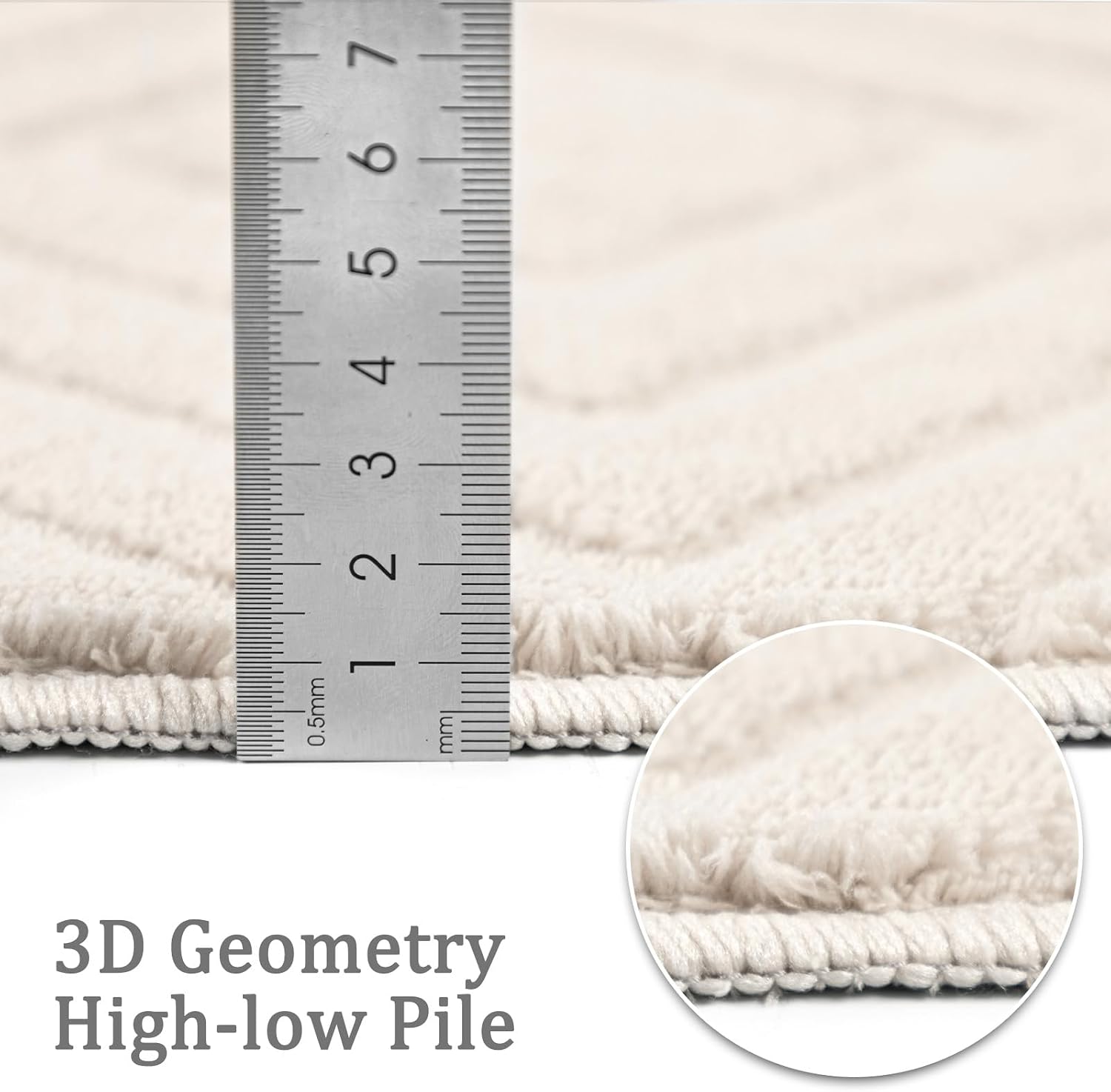 Checkered Cream Boho Round Washable Rug - Rugsco.ca