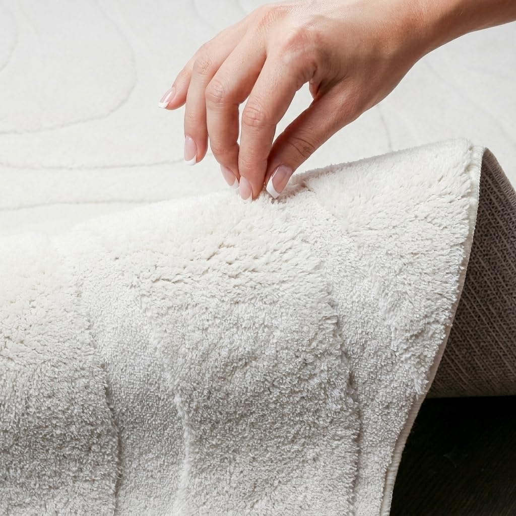 Pearl Cream Waves Washable Rug - Rugsco.ca
