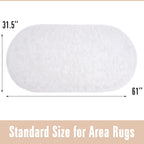 Oval Fluffy Rug White Plain 3x6