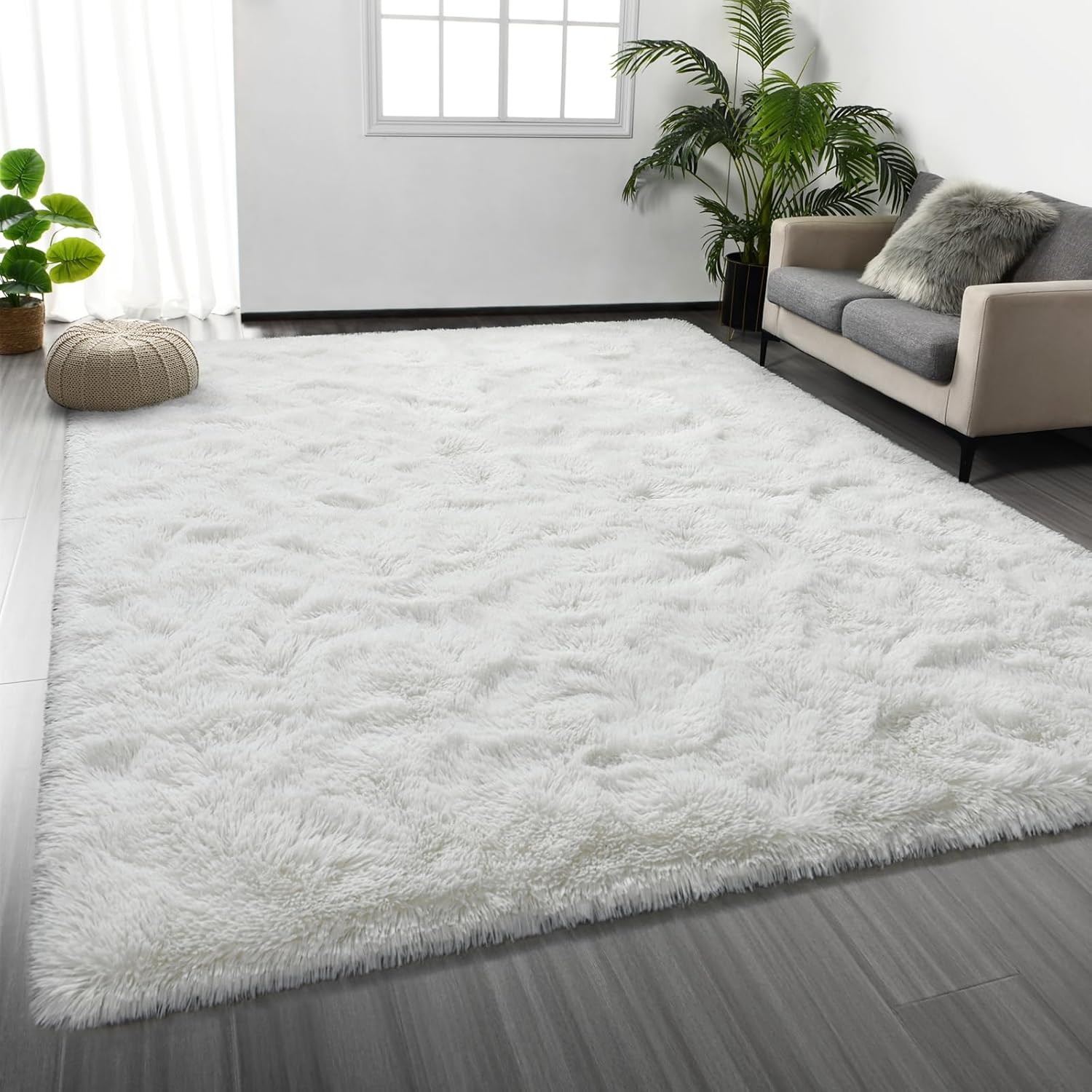 Area Rug White Shag