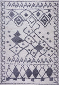 Shag Rug Boho 5x7 Traditional White and Grey Area Carpet