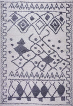 Shag Rug Boho 5x7 Traditional White and Grey Area Carpet