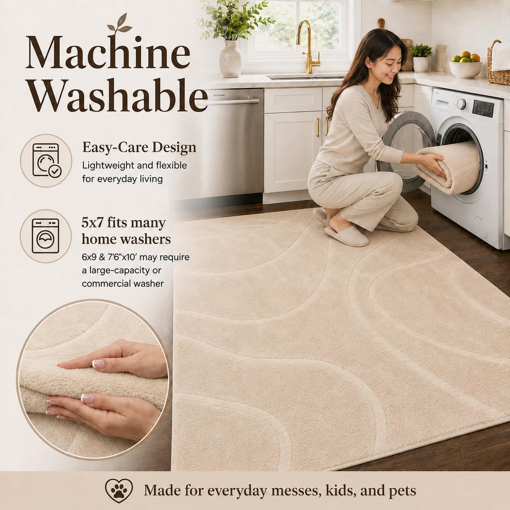 Pearl Beige Washable Rug - Rugsco.ca