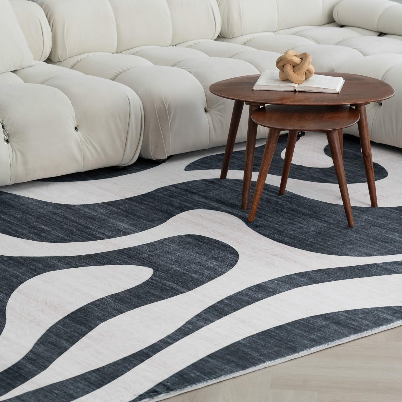 Modern Black and white area Rug Boho Modern  Living Room Kitchen and Bedroom