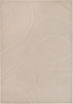 High Low Faux Fur Shag Rug Beige Boho Wavy Pattern Living Room & Bedroom Rug - 