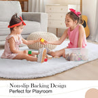 Oval Fluffy Rug White Plain 3x10