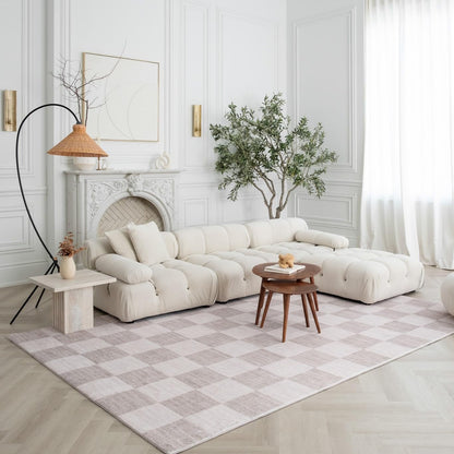 Modern Beige Brown Rug Boho Modern  Living Room Kitchen and Bedroom