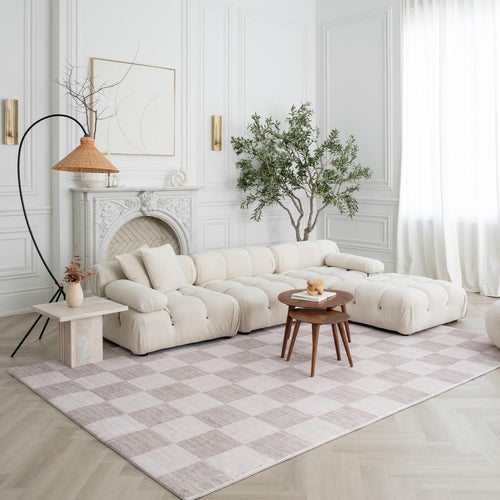 Modern Beige Brown Rug Boho Modern  Living Room Kitchen and Bedroom
