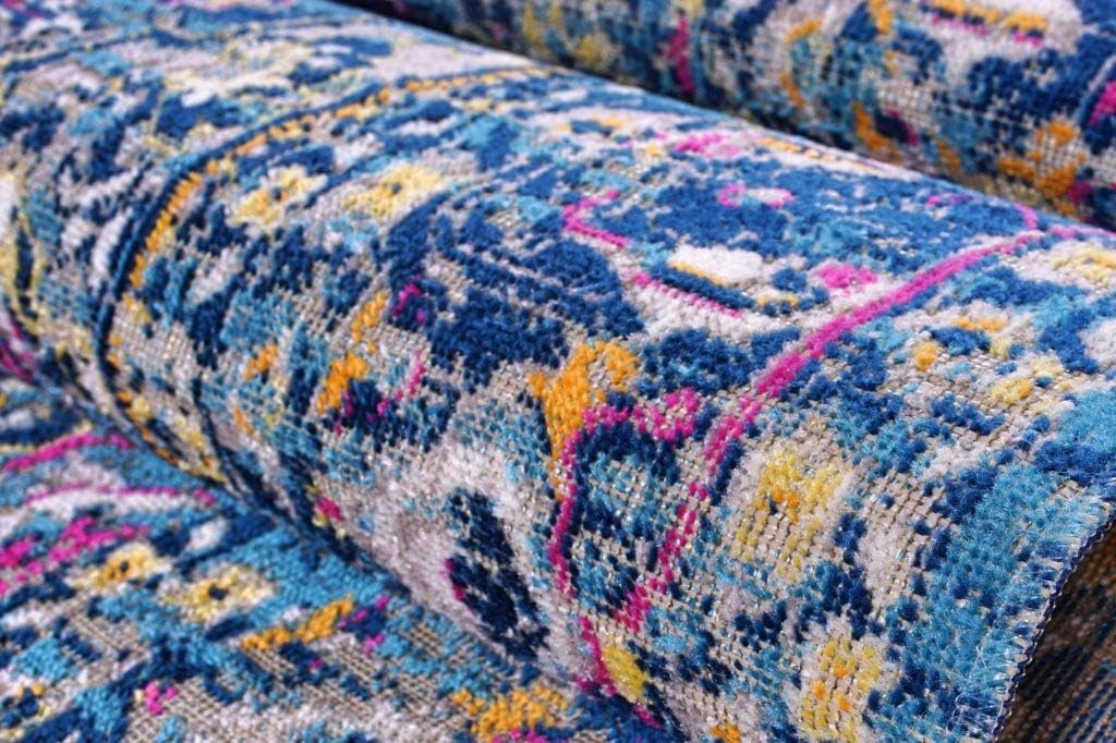 Persian Rug Traditional Blue Pink Multicolor Area Rug  
