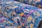Persian Rug Traditional Blue Pink Multicolor Area Rug  