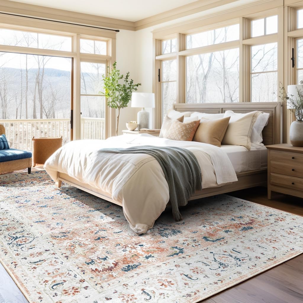 Vintage Beige Orange Rug Living Room  Kitchen and Bedroom