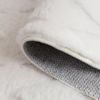 Faux Rabbit Fur Shag Rug 5x7 Creamy White Boho Diamond Patterned Rug