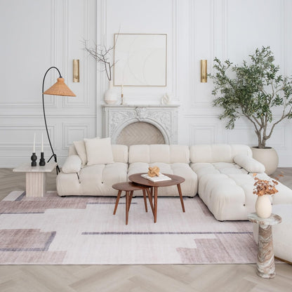Modern Beige Cream Rug Boho Modern  Living Room Kitchen and Bedroom