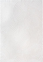 Agora Collection Plush Shag Rug 5x7 White Boho Geometric