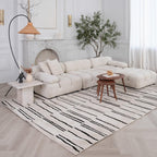 North Collection Boho Rug 4x6 High Quality  Rectilinear White and Black Area Rug