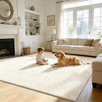 Checkered Cream Boho Washable Rug - Rugsco.ca