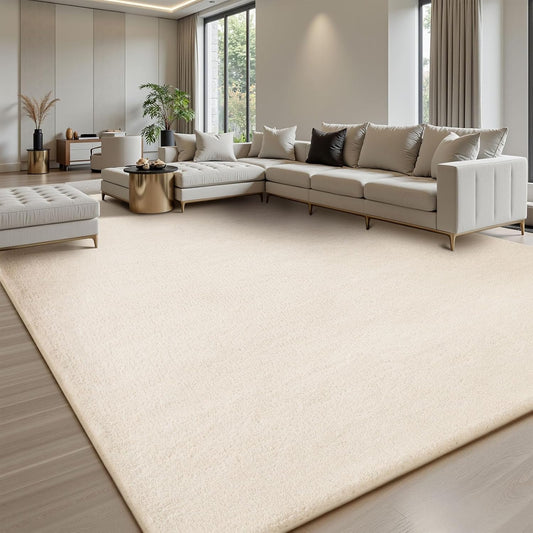 Shag Rug Extra Large Soft Fluffy Washable Area Rug Beige Cream