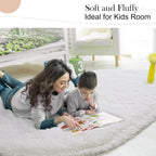 Oval Fluffy Rug White Plain 3x10