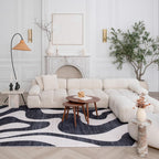 Modern Black and white area Rug Boho Modern  Living Room Kitchen and Bedroom