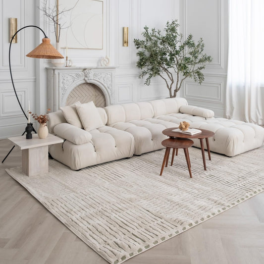 Boho Rug 4x6 High Quality Traditional White and Green Area Rug