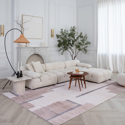 Modern Beige Cream Rug Boho Modern  Living Room Kitchen and Bedroom