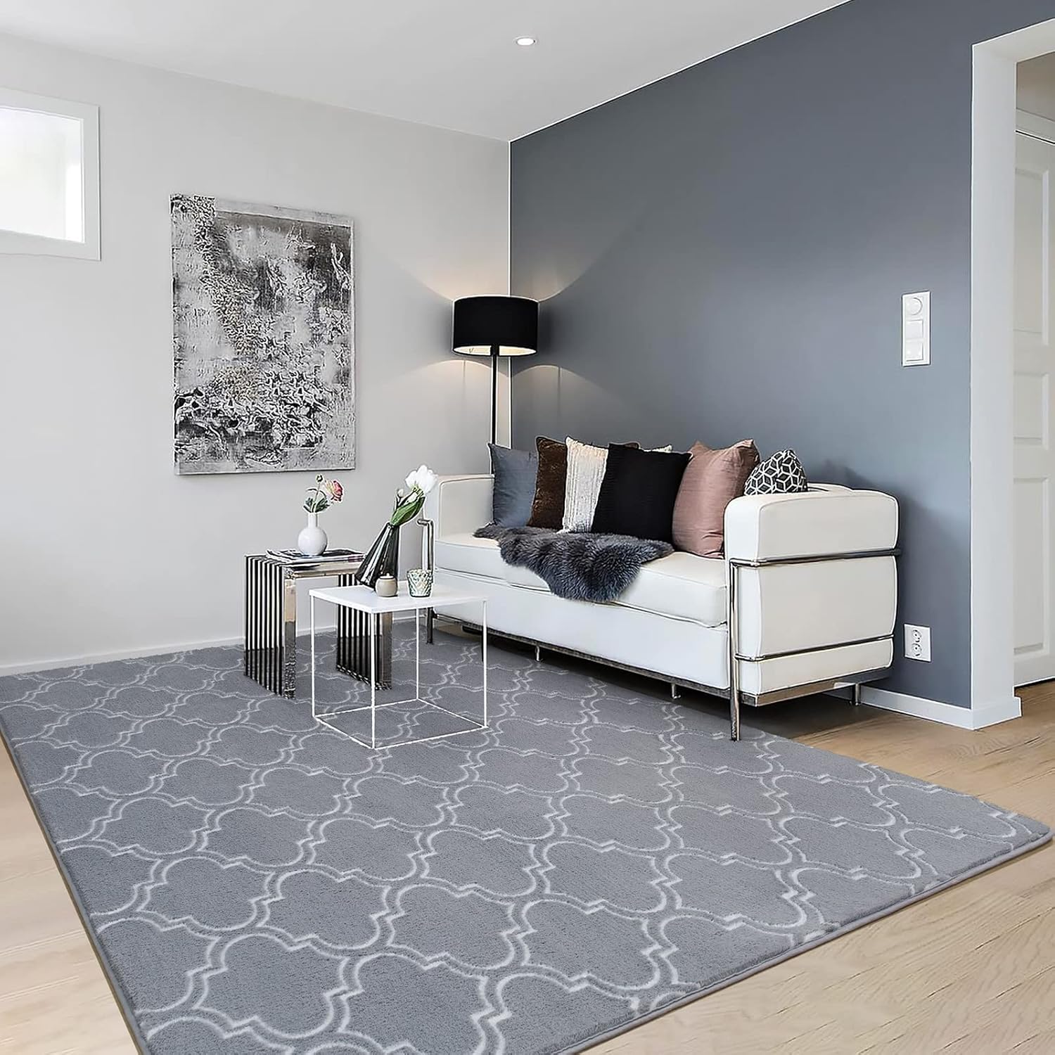 Grey And White Area Rug
