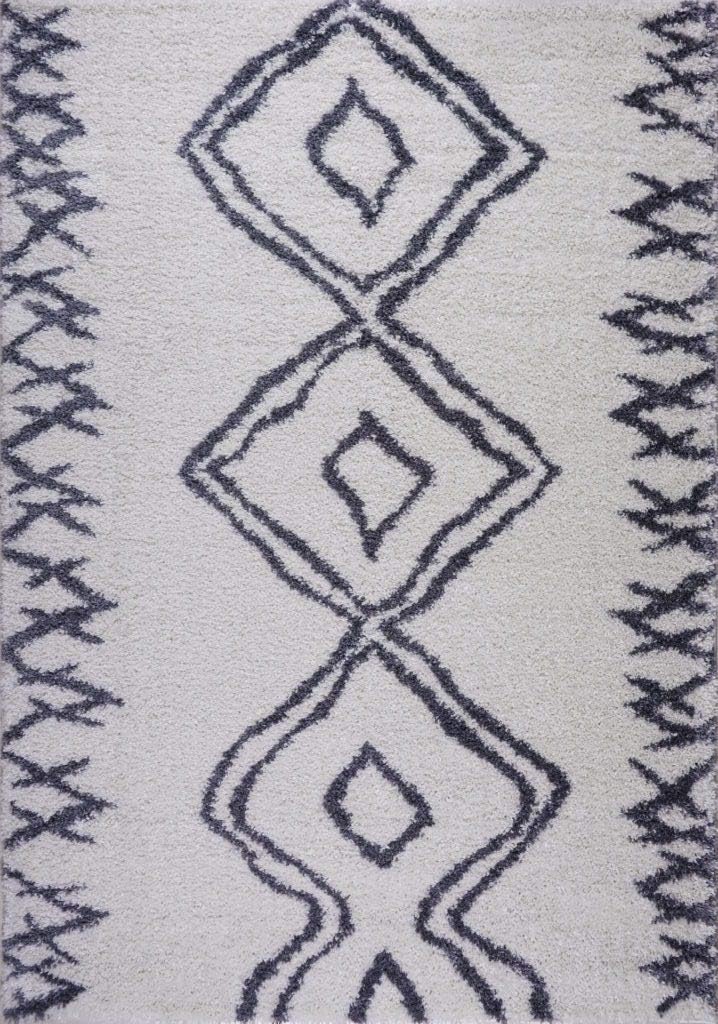 Shag Rug Boho 4x6 White and Grey Area Carpet 