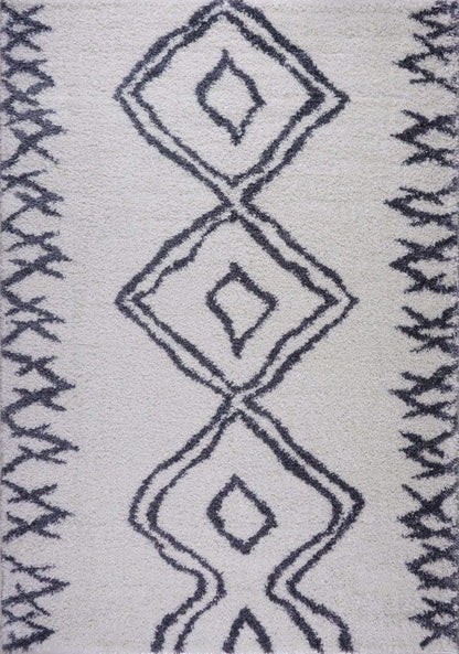 Shag Rug Boho 4x6 White and Grey Area Carpet 