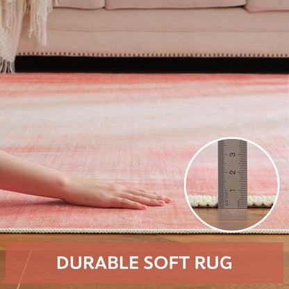 Modern Rug Pink  Abstract Non Slip Modern  Living Room Kitchen and Bedroom