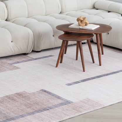 Modern Beige Cream Rug Boho Modern  Living Room Kitchen and Bedroom