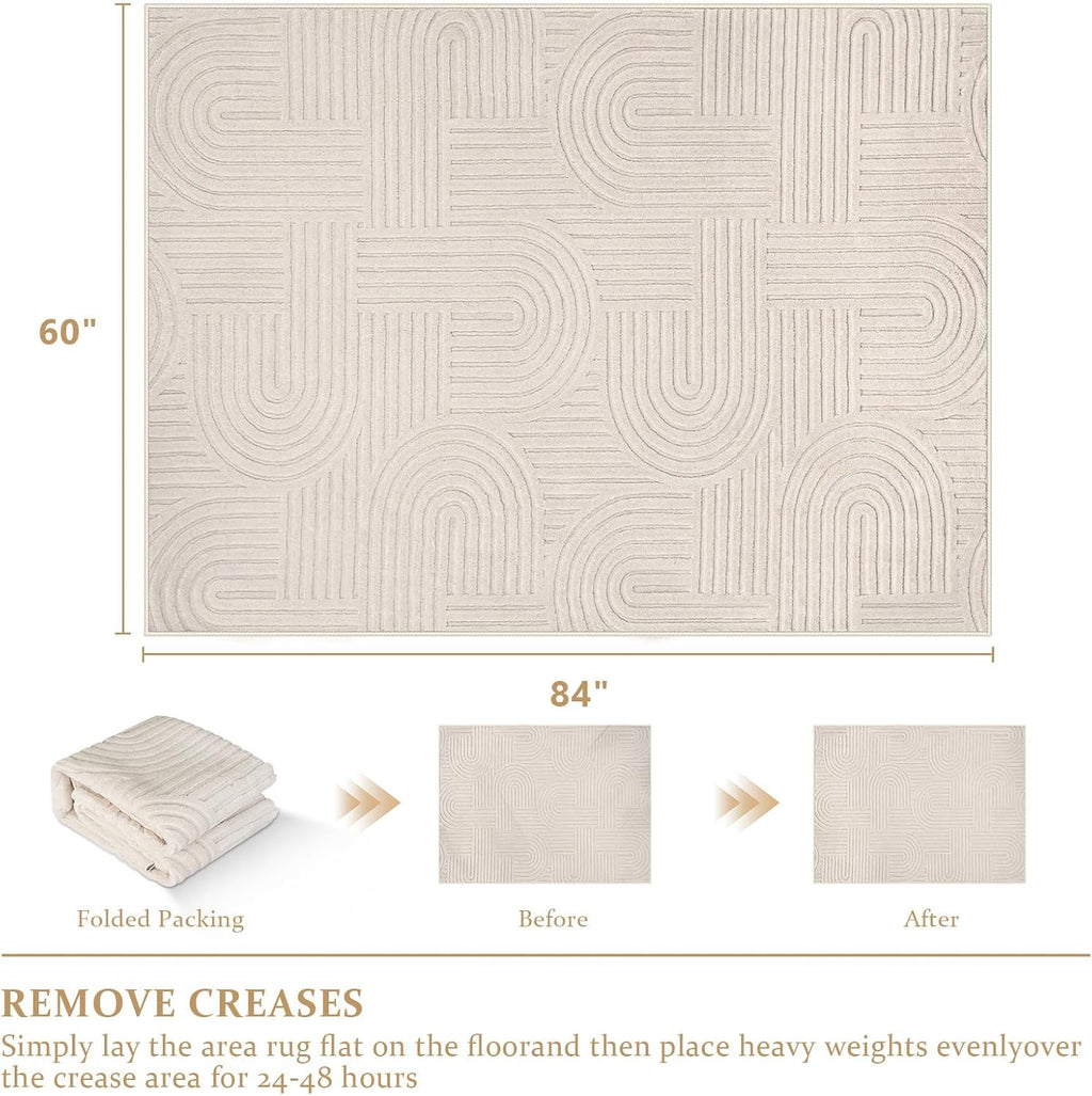 Beige Arch Washable Rug - Rugsco.ca
