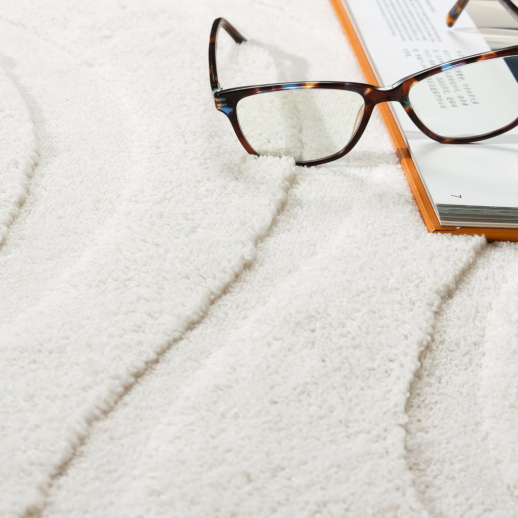 Pearl Cream Waves Washable Rug - Rugsco.ca