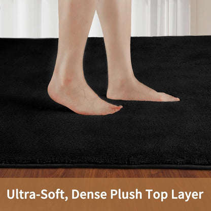 Shag Rug Extra Large Soft Fluffy Washable Area Rug Black