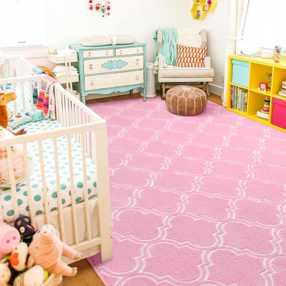Pink And White Area Rug