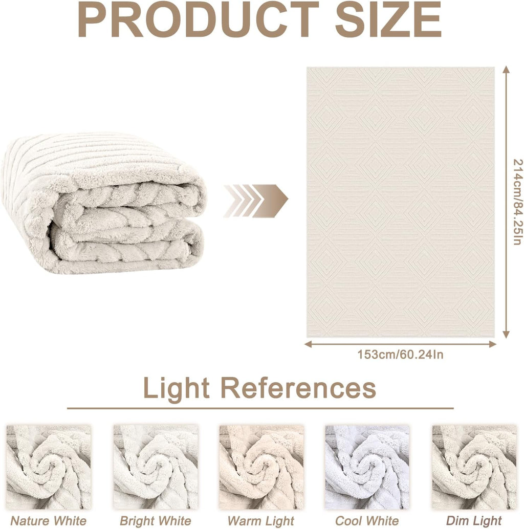 Checkered Cream Boho Washable Rug - Rugsco.ca