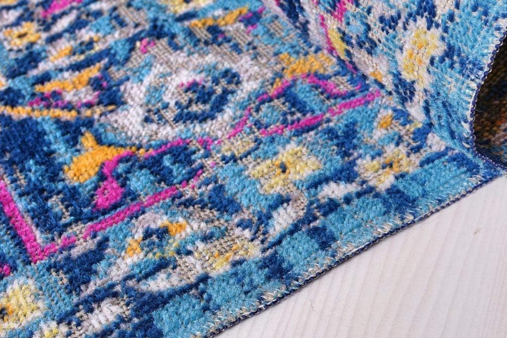 Persian Rug Traditional Blue Pink Multicolor Area Rug  