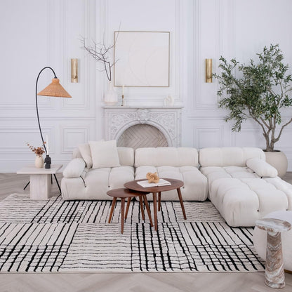 Boho Rug 4x6 High Quality Geometric White and Black Area Rug