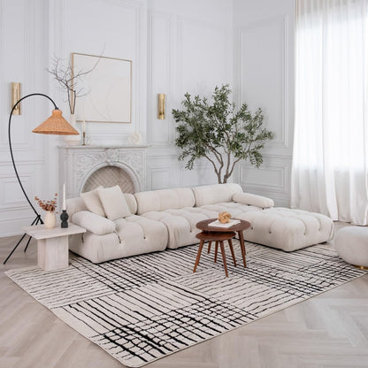Boho Rug 4x6 High Quality Geometric White and Black Area Rug