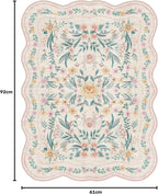 Pink Scalloped Floral Washable Rug - Rugsco.ca