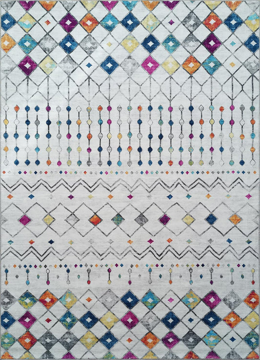 Modern Washable Rug Boho Inspired Non-Slip Multicolor Area Rug Carpet