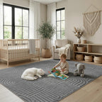 Grey Geometric Washable Rug - Rugsco.ca