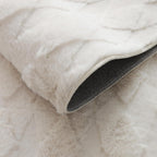 Faux Rabbit Fur Shag Rug 5x7 Creamy White Boho Diamond Patterned Rug