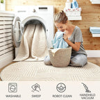 Arch Cream Boho Round Washable Rug - Rugsco.ca