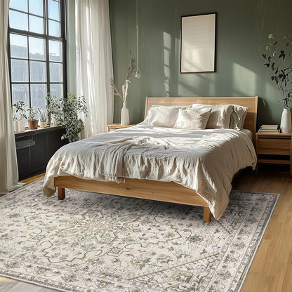 Boho Rug Beige Brown Non Slip Modern  Living Room Kitchen and Bedroom