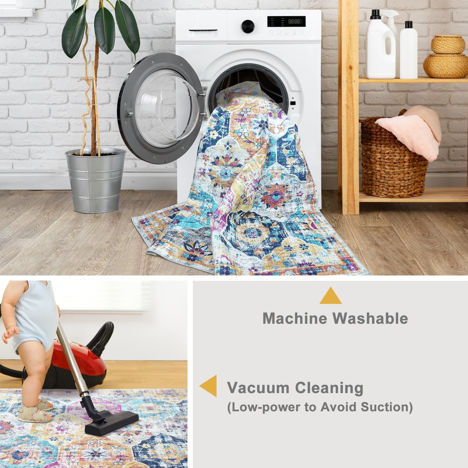 Modern Washable Rug Boho Non-Slip Multicolor Area Rug Carpet