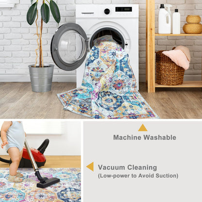 Modern Washable Rug Boho Non-Slip Multicolor Area Rug Carpet