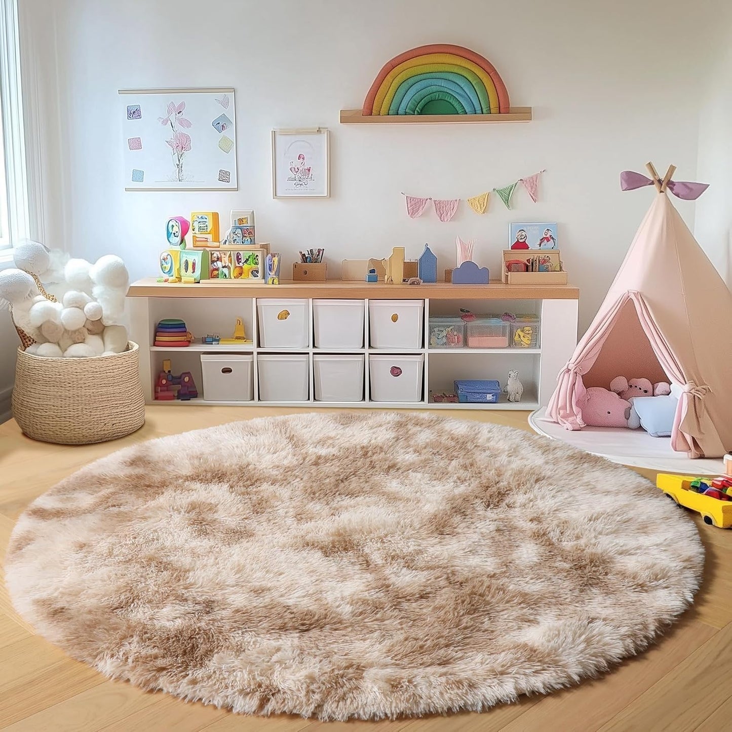 Round Fluffy Rugs Living Room & Bedroom Rug & Kids Room - rgc-00190